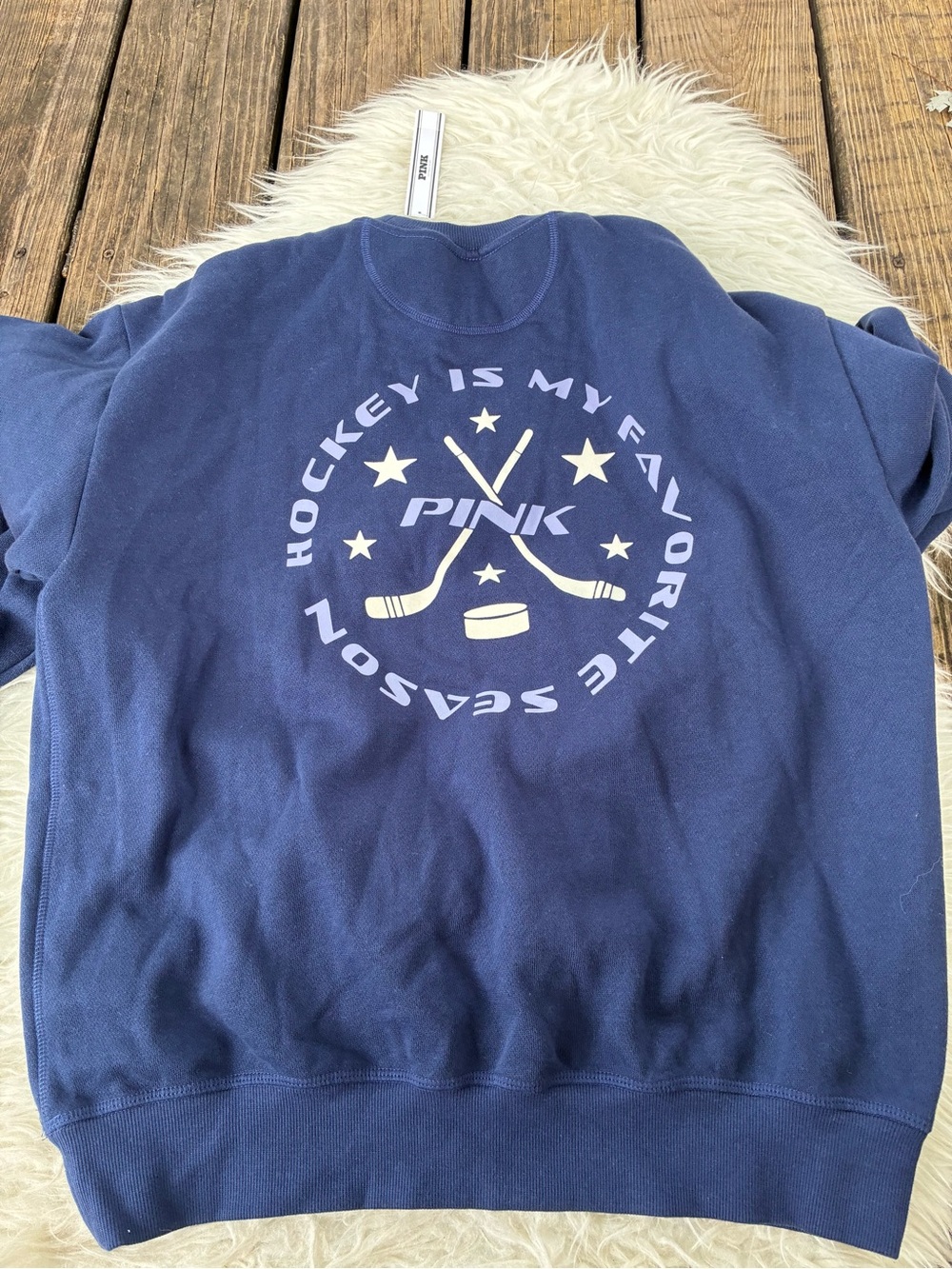 🌺NWT PINK Victoria's Secret Navy Crewneck Sweatshirt with 'GOAL' Logo🌺 - Picture 4 of 7